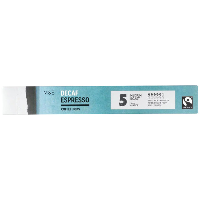كبسولات قهوة منزوعة الكافيين من M&S Fairtrade، 10 كبسولات في كل عبوة