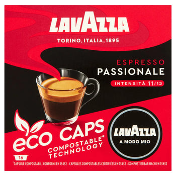Lavazza A Modo Mio Compostable Passionale Coffee Capsules 16 per pack