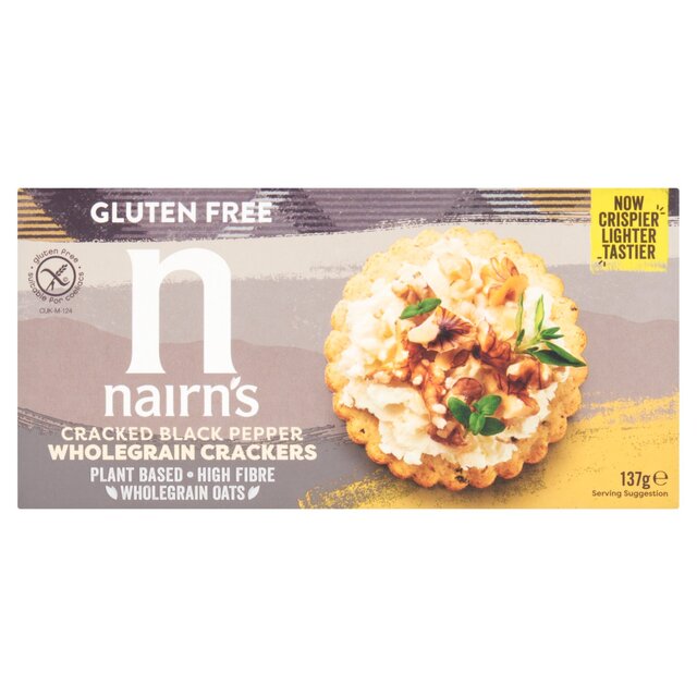 Nairns glutenfreie rissige schwarze Pfeffer -Cracker 137G