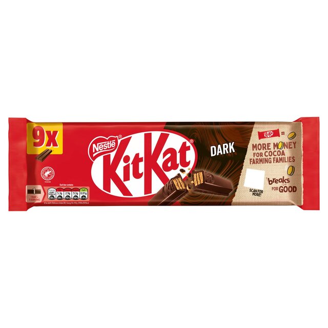 KitKat 2 Finger Dark Chocolate Biscuit Bar 9 per pack