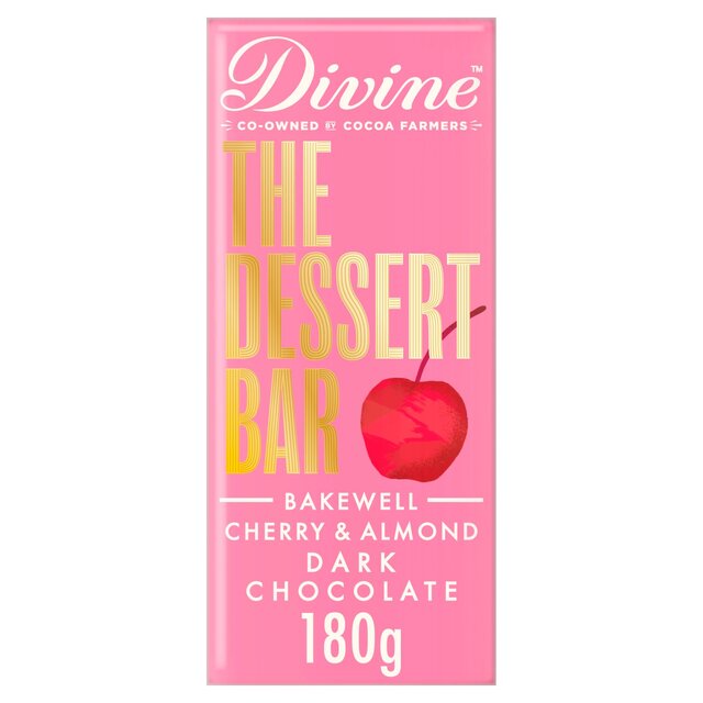 Divine Chocolate Dessert Bar Bakewell al cioccolato fondente con ciliegia e mandorla 180 g