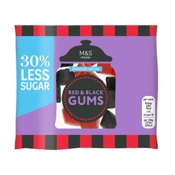 M&S Gomme rosse e nere a ridotto contenuto di zucchero 45 g