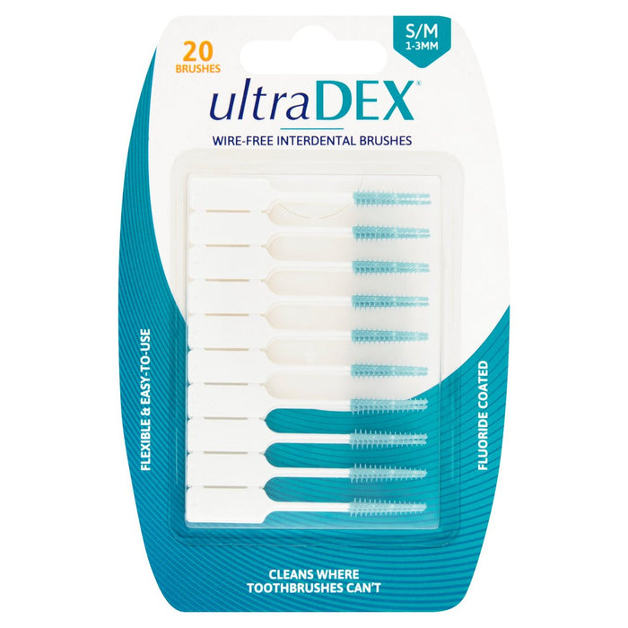 فرشاة UltraDEX بين الأسنان خالية من الأسلاك، صغيرة/متوسطة، 20 في كل عبوة