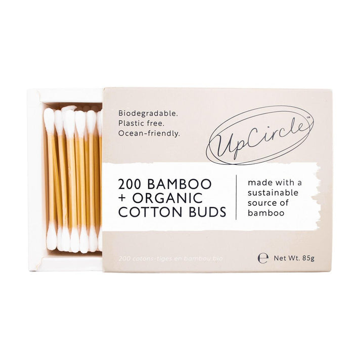 UpCircle Bamboo + أعواد قطنية عضوية 200 قطعة في كل عبوة