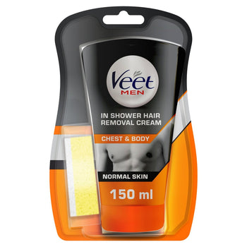 Veet Men In Shower Crema Depilatoria Petto e Corpo per Pelli Normali 150ml