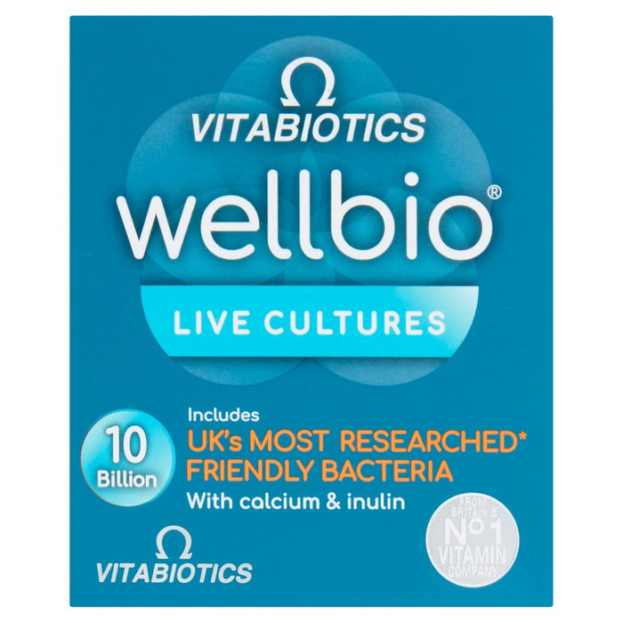 Vitabiotics Wellbio Live Cultures، 10 مليار كبسولة من مزارع الميكروبيوتيك، 30 في كل عبوة