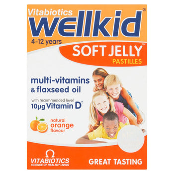 Vitabiotics Wellkid Multivitaminici e pastiglie di gelatina all'olio di semi di lino 30 per confezione