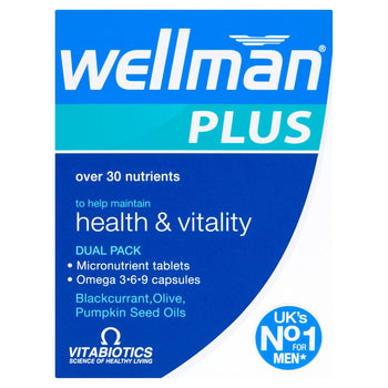 Vitabiotics Wellman Plus Health & Vitality Tablets Dual Pack 56 per pack