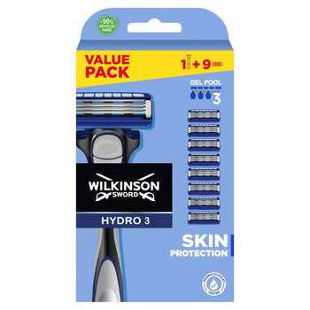 Wilkinson Sword Hydro 3 Protection de la peau Rasoir des hommes avec 9 lames