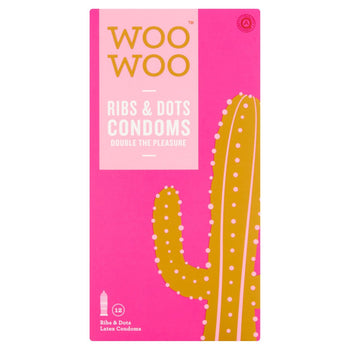 Woo Woo Woo Ribs & Dots Condoms 12 por paquete
