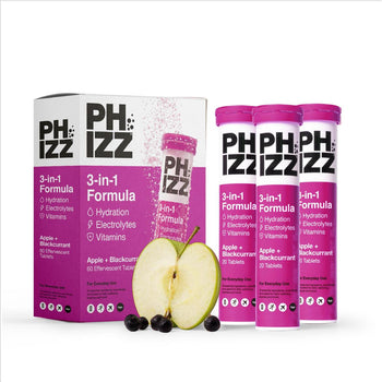 Compresse multivitaminiche di idratazione ed elettroliti Phizz mela e ribes nero 60 per confezione