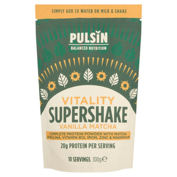 Pulsin Vitality Vaniglia Matcha Supershake proteico in polvere 300 g