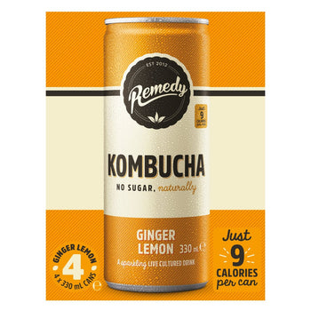 Remedy Kombucha Zenzero Limone Confezione multipla 4 x 330 ml