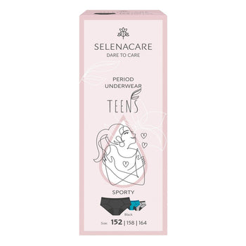 Selenacare Teens Mutande mestruali Sportive Nere Taglia 152