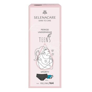 Selenacare Teens Periodo Mutande Sportive Nere Taglia 164