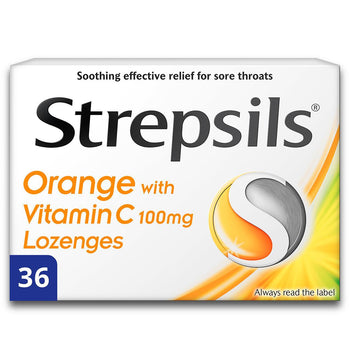 Strepsils pastiglie di arancia e vitamina C per mal di gola 36 per confezione