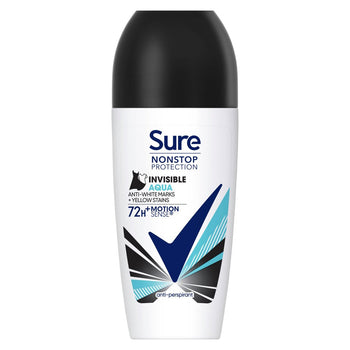 Sure Women Deodorante antitraspirante continuo da 72 ore Roll On Invisible Aqua 50 ml