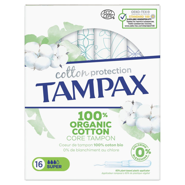 Super Assorbenti Tampax Protezione In Cotone Organico Con Applicatore 16 Per Confezione
