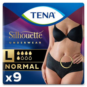 Pantaloni per incontinenza Tena Silhouette Normal Noir Large, 9 per confezione