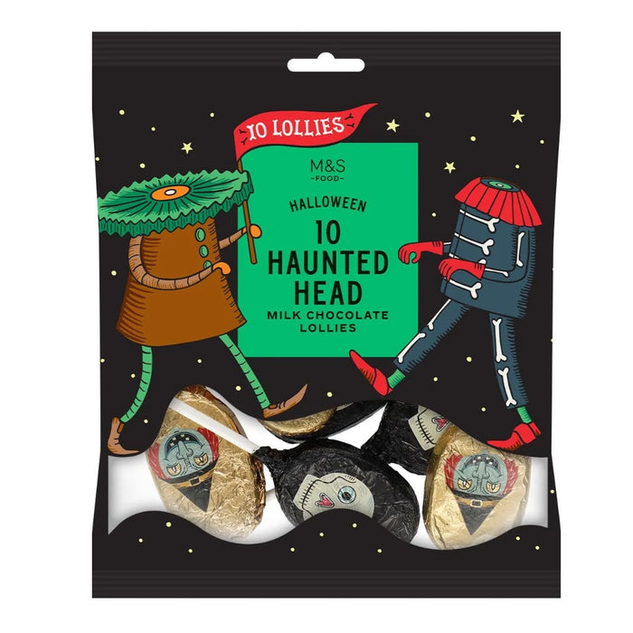 M&S 10 Haunted Head Chocolate Lollipops