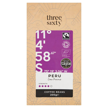 ThreeSixty Chicchi di caffè biologici Fairtrade Perù Lima Province 200 g