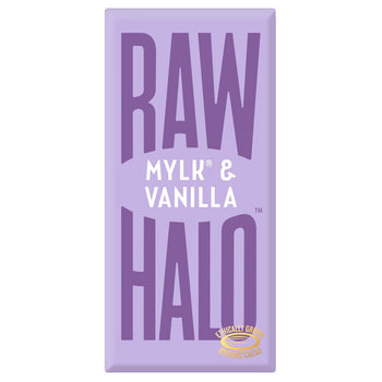 Barretta di cioccolato vegano Raw Halo Mylk e vaniglia 70 g