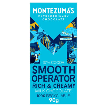 Barretta di cioccolato al latte ricca e cremosa biologica al 37% di Montezuma's Smooth Operator 90 g