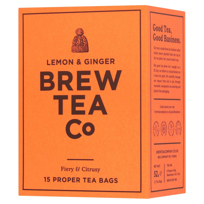 Brew Tea Co Bustine di tè al limone e zenzero 15 per confezione