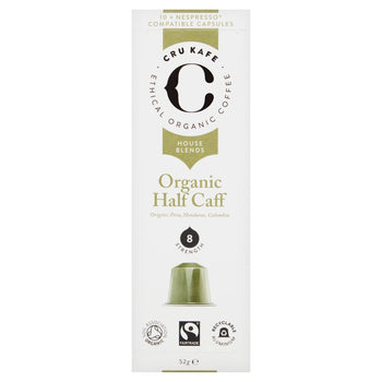 CRU Kafe Organic Half Caff Capsule compatibili Nespresso 10 per confezione