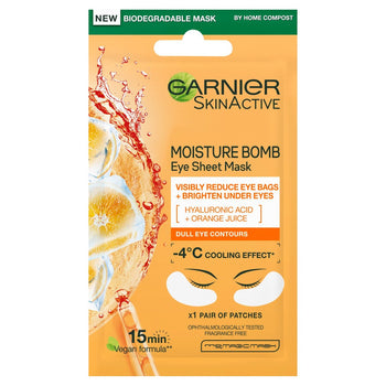 Garnier Maschera Occhi in tessuto Acido Ialuroico e Succo d'Arancia 6g