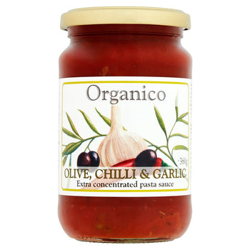Salsa Per Pasta Organica Con Olive, Peperoncino E Aglio 360g