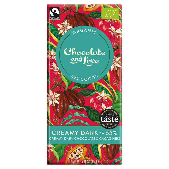Chocolate and Love Fairtrade Cioccolato Fondente Biologico Cremoso al 55% 80g
