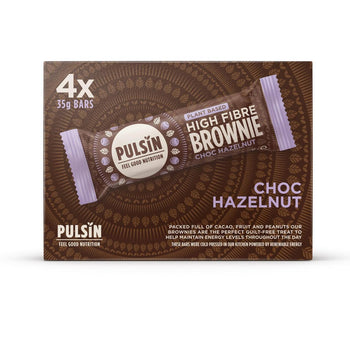 Pulsin Choc Nocciola Brownie vegano ad alto contenuto di fibre Confezione multipla 4 x 35 g