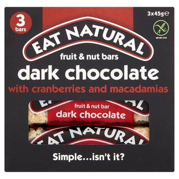 Eat Barrette di cioccolato fondente naturale con mirtilli rossi e macadamia 3 x 45 g